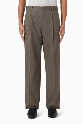 Relaxed Straight-leg Pants in Wool-blend