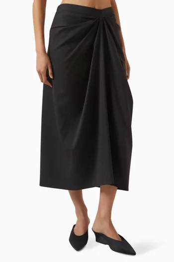 Draped Midi Skirt in Wool Blend