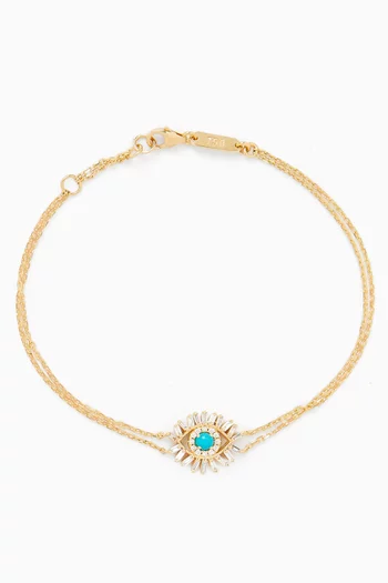 Mini Evil Eye Turquoise Bracelet in 18kt Gold