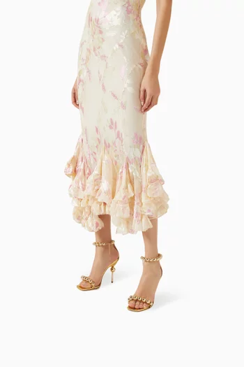 صندل أوليفيا بسير حول الكاحل وكعب 105‏ مم جلد لامع