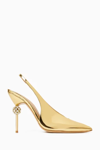 حذاء كلاسيك لوتشيا بسير خلفي وكعب 105‏ مم جلد لامع