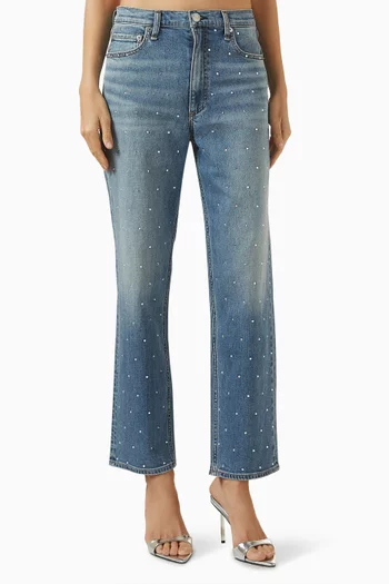 Harlow Embellished Straight-leg Jeans in Denim