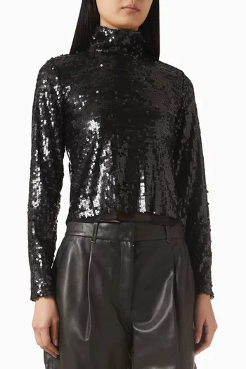 Lucy Sequin-embellished Turtleneck Top
