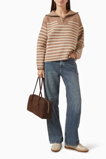 Raven Stripe Half-zip Sweater in Wool Blend