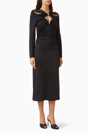 Amela Embellished Midi Dress in Jersey