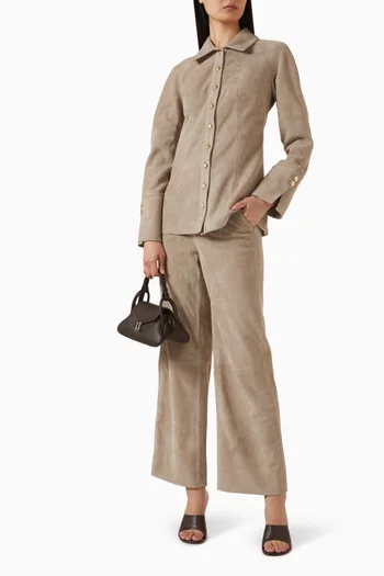 بنطال فيليس واسع الساقين جلد