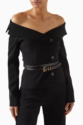 حزام جلد بتصميم طيور الحب