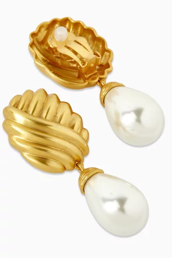Knot & Pearl Dop Clip-on Earrings in 22kt Gold-plated Brass