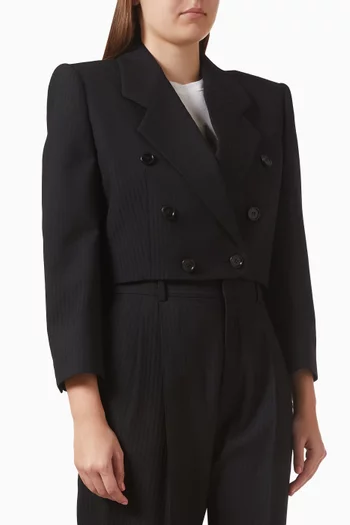 جاكيت سبنسر قصير ونقشة مخططة صوف