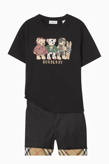 Check Turn-up Shorts in Cotton