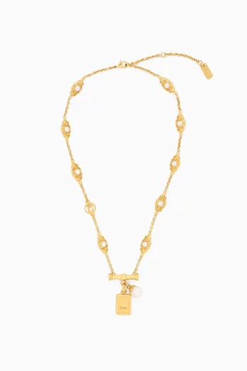 Pearl Pendant Necklace in Brass