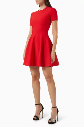 Fit and Flare Mini Dress in Compact Viscose Blend