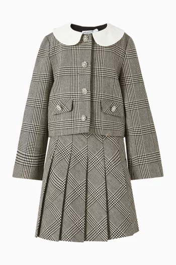 Check Pleated Skirt in Wool-blend