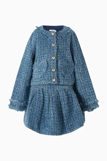 جاكيت بشريط بطبعة قلوب تويد 