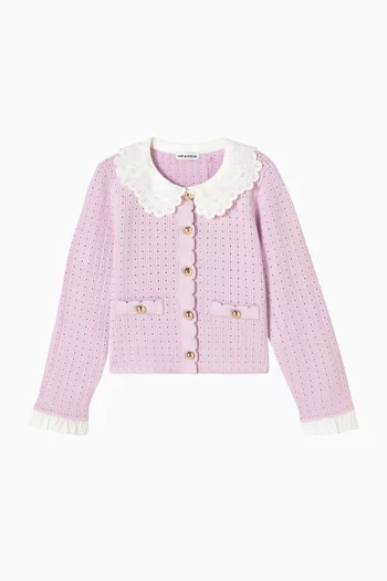 Pointelle Ribbed Knit Cardigan