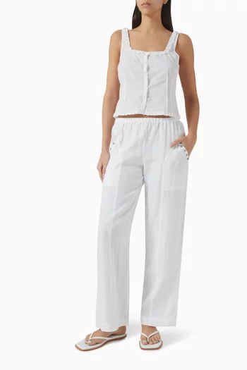 بلوزة بكشكش وأزرار قطن فوال