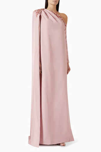 Linnea One-shoulder Gown in Crepe
