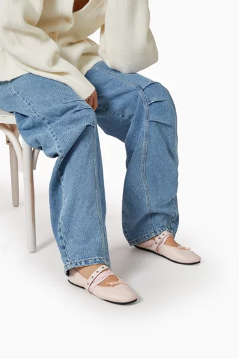 Ballet Twist Mary Jane Flats in Leather