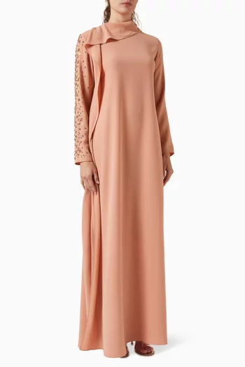 فستان بكشكش مزين بتطريزات