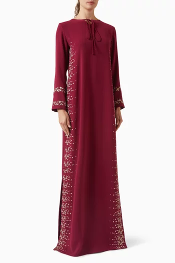 فستان برباط مزين بتطريزات