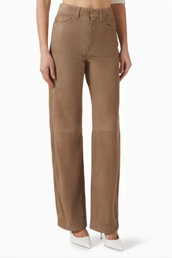 Straight-fit Pants in Suede