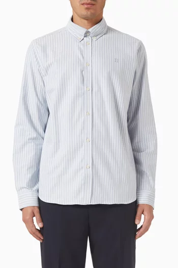 Konrad Striped Oxford Shirt in Stretch Cotton