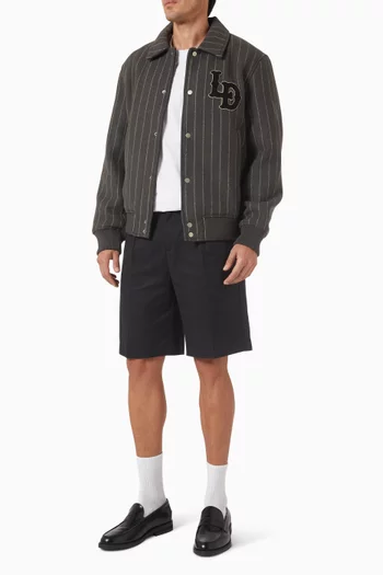 جاكيت بتصميم جامعي ونقشة مخططة مزيج صوف