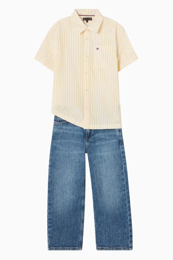 بنطال جينز كاربنتر واسع بتصميم كلاسيكي 