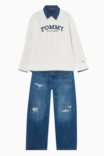 Logo Sweater in Cable-knit