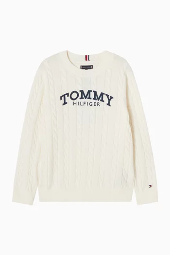 Logo Sweater in Cable-knit