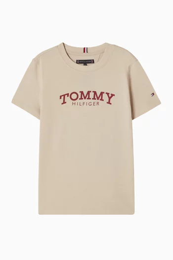 تي شيرت بطبعة شعار الماركة قطن