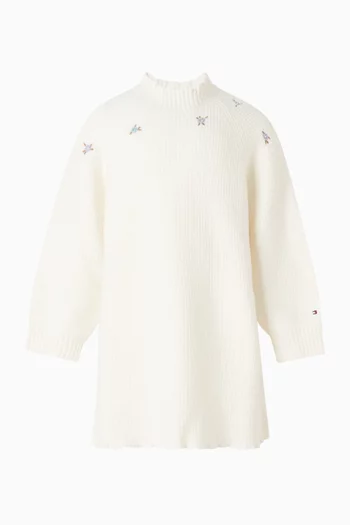 Floral Embroidered Sweater Dress in Knit