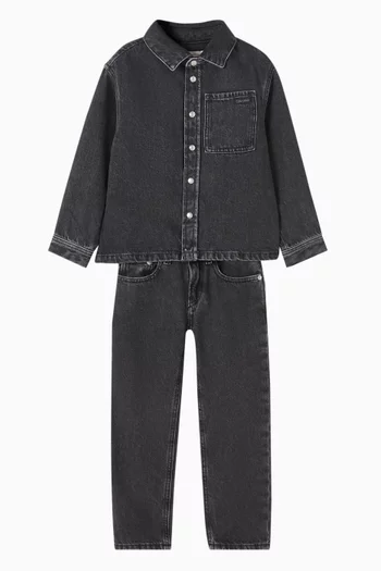 بنطال جينز بقصة مستقيمة على الخصر دينم