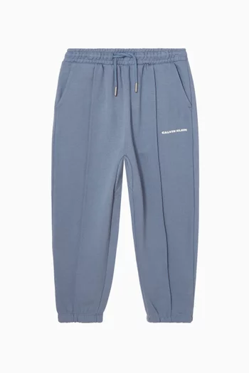 Pintuck Logo Sweatpants in Cotton-terry