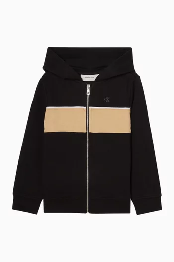 سويت شيرت قطن بشعار الماركة مقسم بألوان