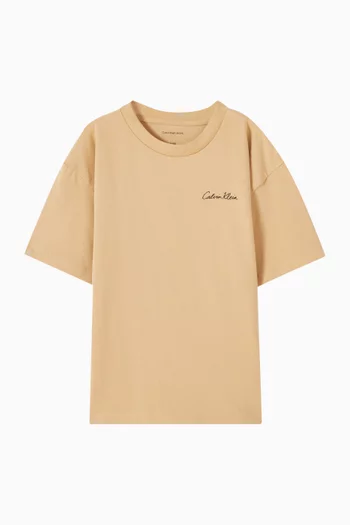 تي شيرت بطبعة شعار الماركة وكاميرا وصور قطن