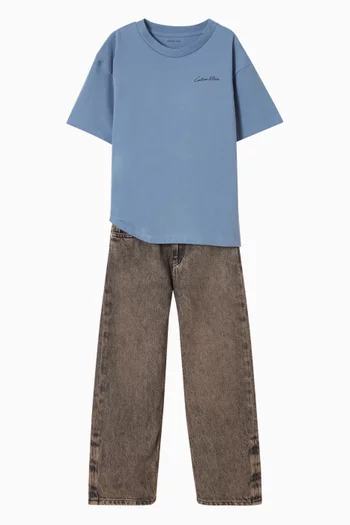 تي شيرت بطبعة شعار الماركة وكاميرا وصور قطن