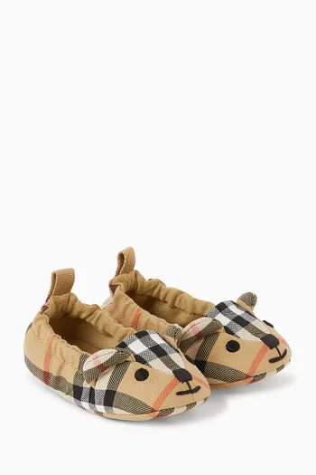 Thomas Bear Check Booties in Cotton