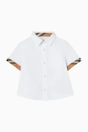 Check Trim Shirt in Cotton