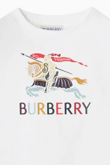 تي شيرت بطبعة شعار الماركة قطن