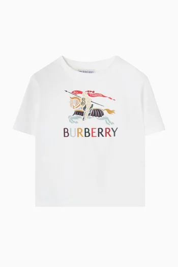 تي شيرت بطبعة شعار الماركة قطن