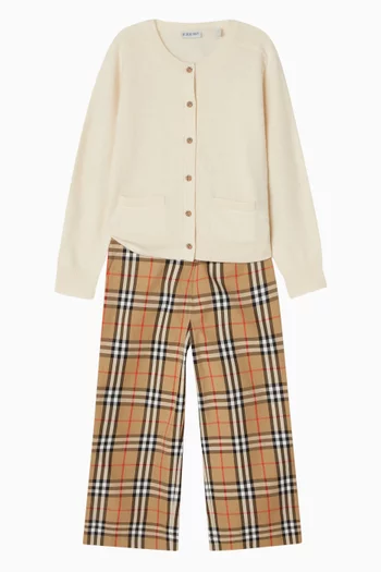 Check Patch Cardigan in Wool & Cashmere