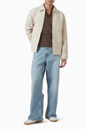 تي شيرت بولو ساماك بفتحة رقبة V قماش منسوج