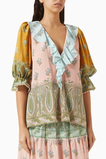 بلوزة لوسينت بكشكش حرير