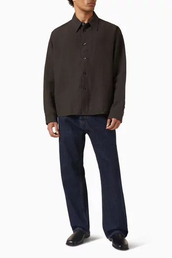 قميص بنقشة مربعات مزيج قطن