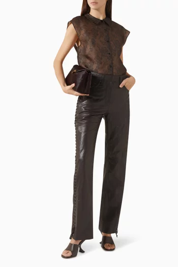 قميص بنقشة دانتيل أورجانزا