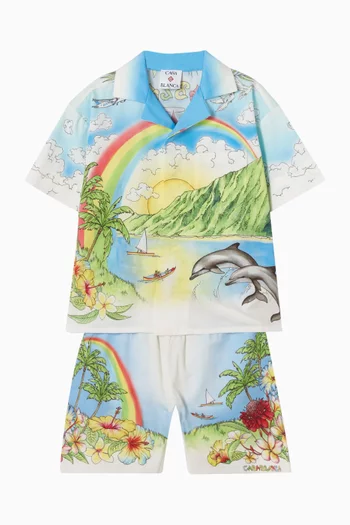 شورت بطبعة ألوها قطن