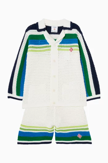 شورت بنقشة مخططة منسوج