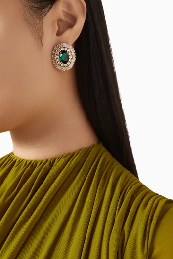 أقراط مرصعة بكريستال نحاس مطلي بلون ذهبي