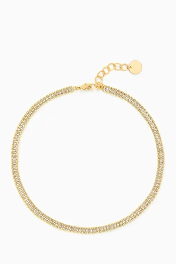 Crystal Chain Necklace in 18kt Gold-plated Brass